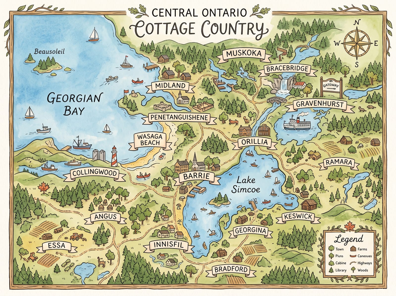 Map showing our service areas across Central Ontario