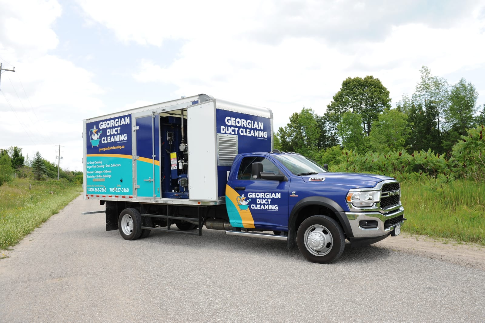 Georgian Duct Cleaning truck with its equipment bay open