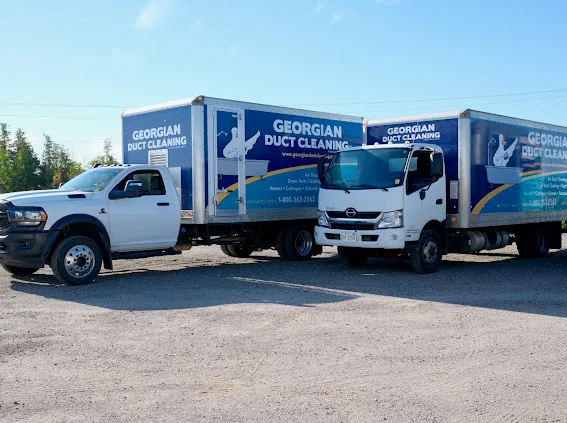 Georgian Duct Cleaning trucks parked side by side